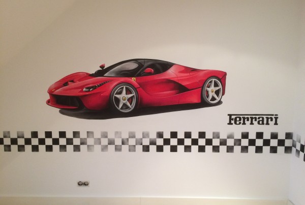 Muurschildering Ferrari