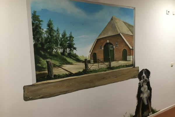 Muurschildering Berners Herder. ZorgAccent de Blenke