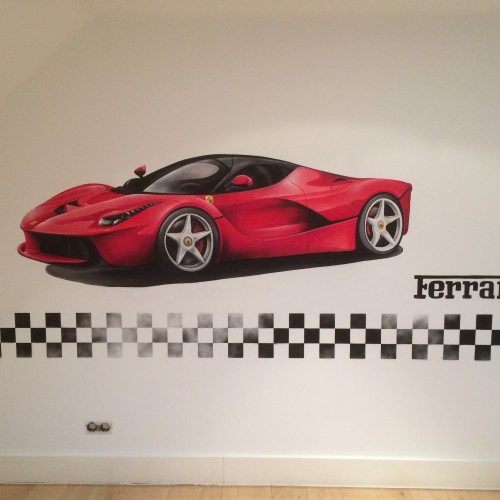 Muurschildering Ferrari