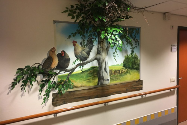 3D boom met kippen
