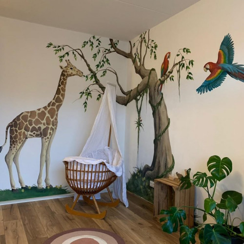 Muurschildering kinderkamer jungle